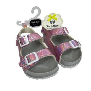 First Steps By Stepping Stones Iridescent Pink Velcro Strap Sandals Size 5 Toddl